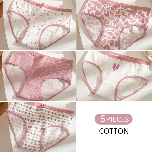 5 шт./компл. женские трусики из чистого хлопка, дышащее нижнее белье, трусы для девочек с милым принтом