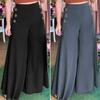 Women Fashion Trousers High Waist Elegant Ladies Cotton Plain Ladies Wide Legs Long Pants