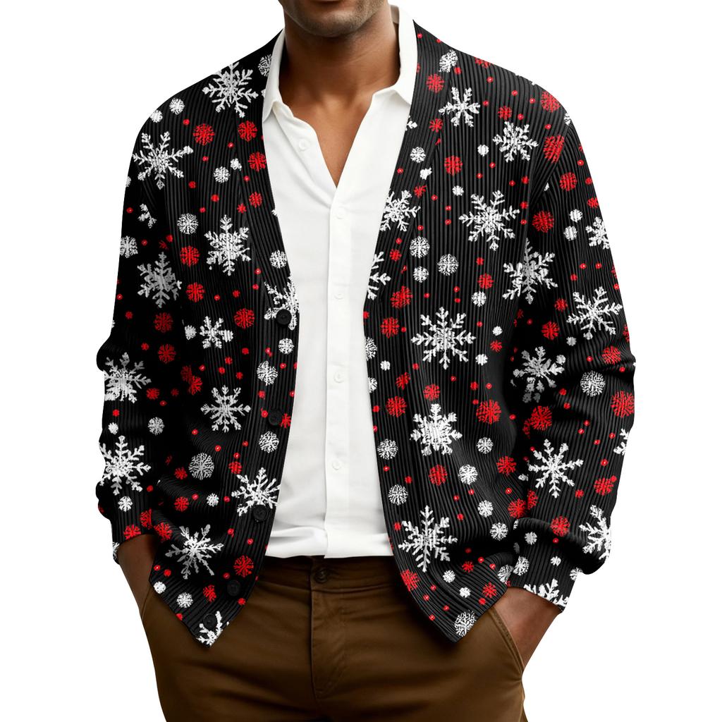 Мужской кардиган с длинным рукавом, рубчатой вязки