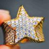 Hip Hop Five Star Rings Rhinestones Zircon Pentagram Rings