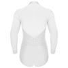 Mens Latin Dance Leotard Lapel Collar Sheer Mesh Patchwork Long Sleeve Sparkly Rhinestone Bodysuit Tango Costume