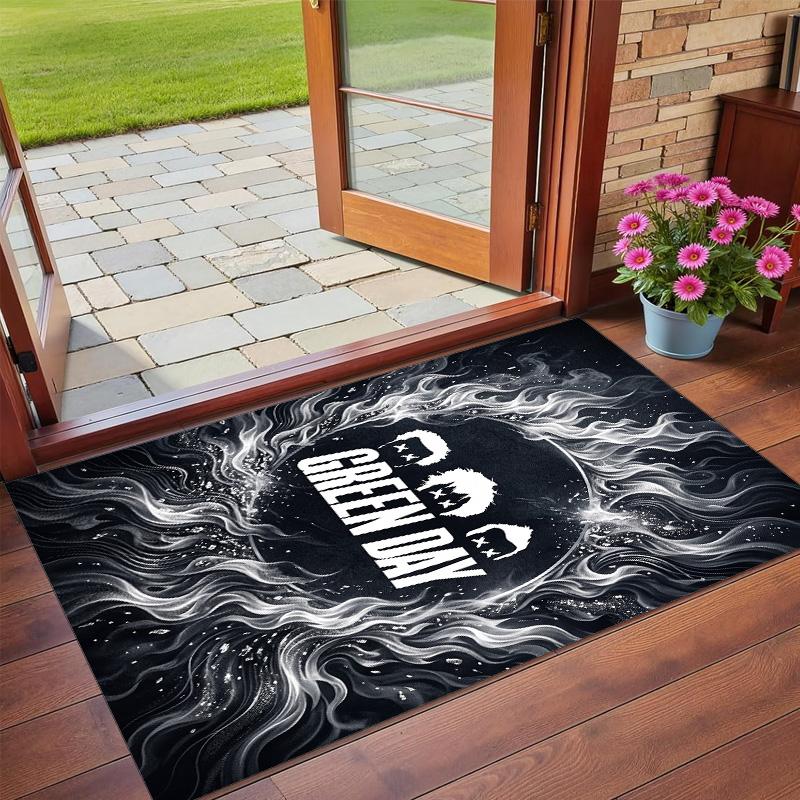 Green Day Print Crystal Velvet Plush Rug Wear?Resistant Anti?Slip Floor Mat For Indoor Household Decoration