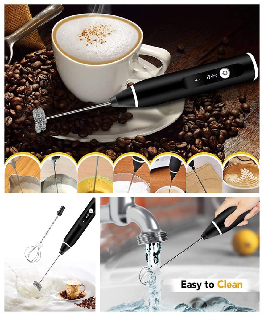 Electric Coffee Milk Frother Whisk Egg Beater USB Rechargeable Handle Mixer
