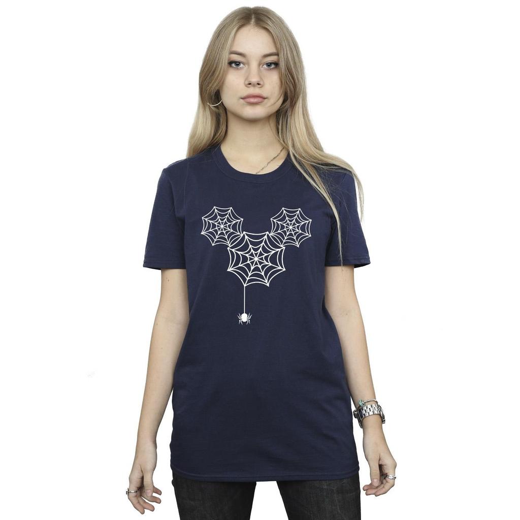 Disney Womens/Ladies Mickey Mouse Spider Web Head Cotton Boyfriend T-Shirt