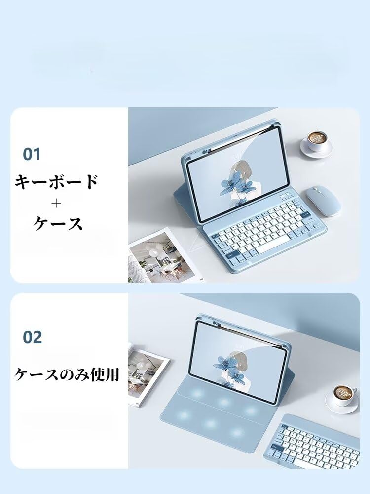 GOOVEN Stylish Keyboard Case for iPad Air 11 with Mouse and Pencil Storage On Compatible with iPad Air 11 and 1st Bluetooth Wireless Keyboard with