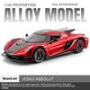 1/24 Модель суперкара Koenigsegg JESKO, литая из сплава, игрушечная машинка с имитацией звука и инерционным механизмом, детская игрушка для коллекции, подарок на день рождения