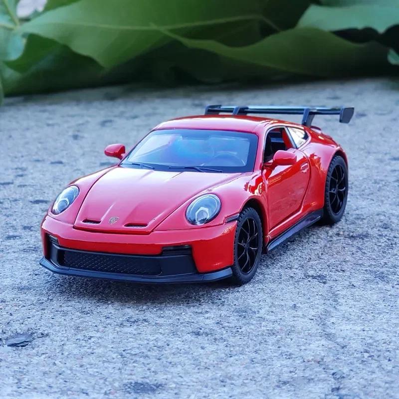 New 1:32 Porsche 911 GT3 Supercar Alloy Car Model With Pull Back Sound Light Children Gift Collection Diecast Toy Model Ornament