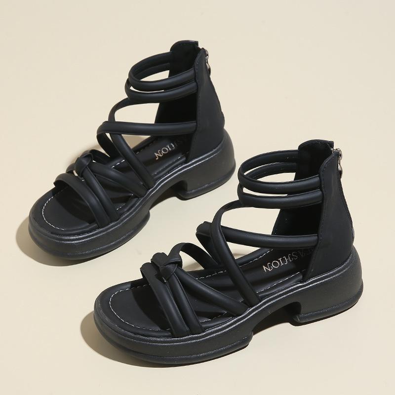 Jane Marie Shoes Сандалии Женские 2025 Весна/Лето Новая Мода Перекрестный Ремешок Нишевый Дизайн Платформа Римские Сандалии Дети