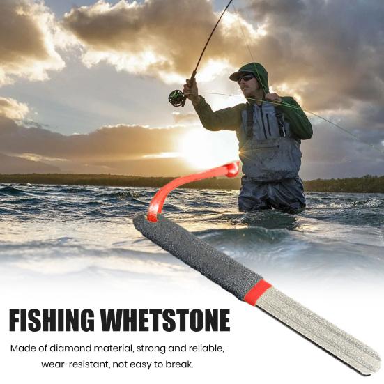 Fishing Whetstone Double Sided Fishing Hook Sharpener Fishhook Sharpening Grinding Stone Diamond-Material File Cutter Sharpening Tool Accessories
