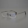 Ultra-Light Half Frame Size 52 Organ Legs Pure Titanium Glasses Frame Men'S Business Retro 91093 Can Be Equipped With Myopia Glasses Frame Women