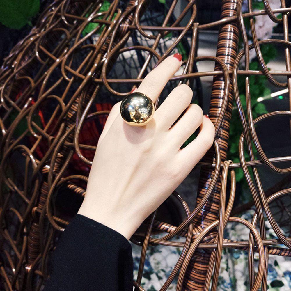 Lovely Silver Jewelry Personality Adjustable Female Women Rings Big Metal Balls Fashion