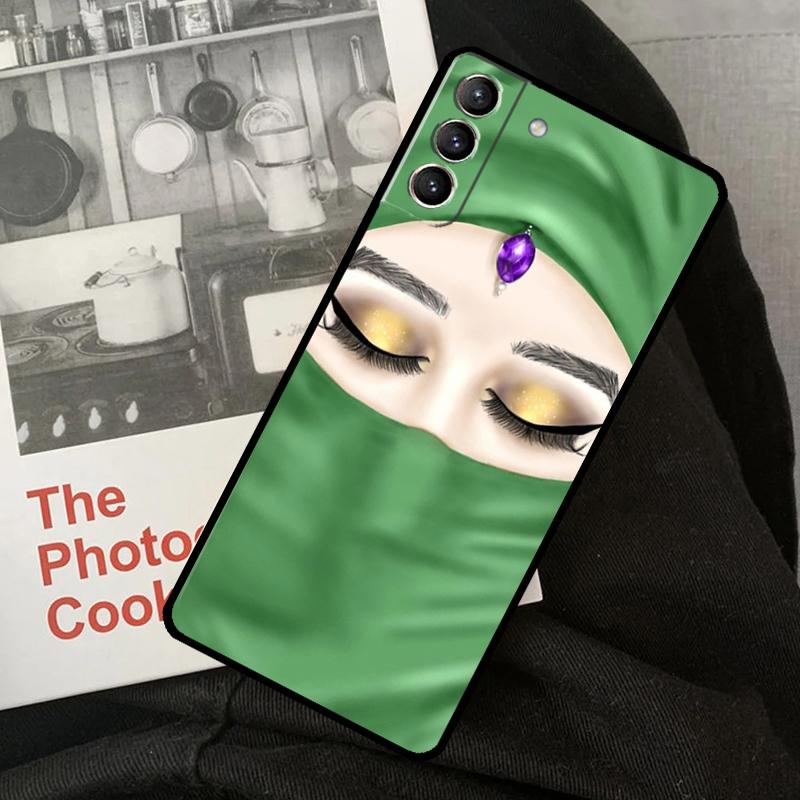 Muslim Islamic Girls Arabic Hijab Phone Case For Samsung Galaxy S23 S22 S24 Ultra S20 S21 S24 FE S9 S10 Plus Note 10 20 Ultra