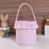 1 шт. клетчатая пасхальная корзина для украшения вечеринки, хлопковый холст, подарочная сумка для хранения конфет с ручками, клетчатая ткань