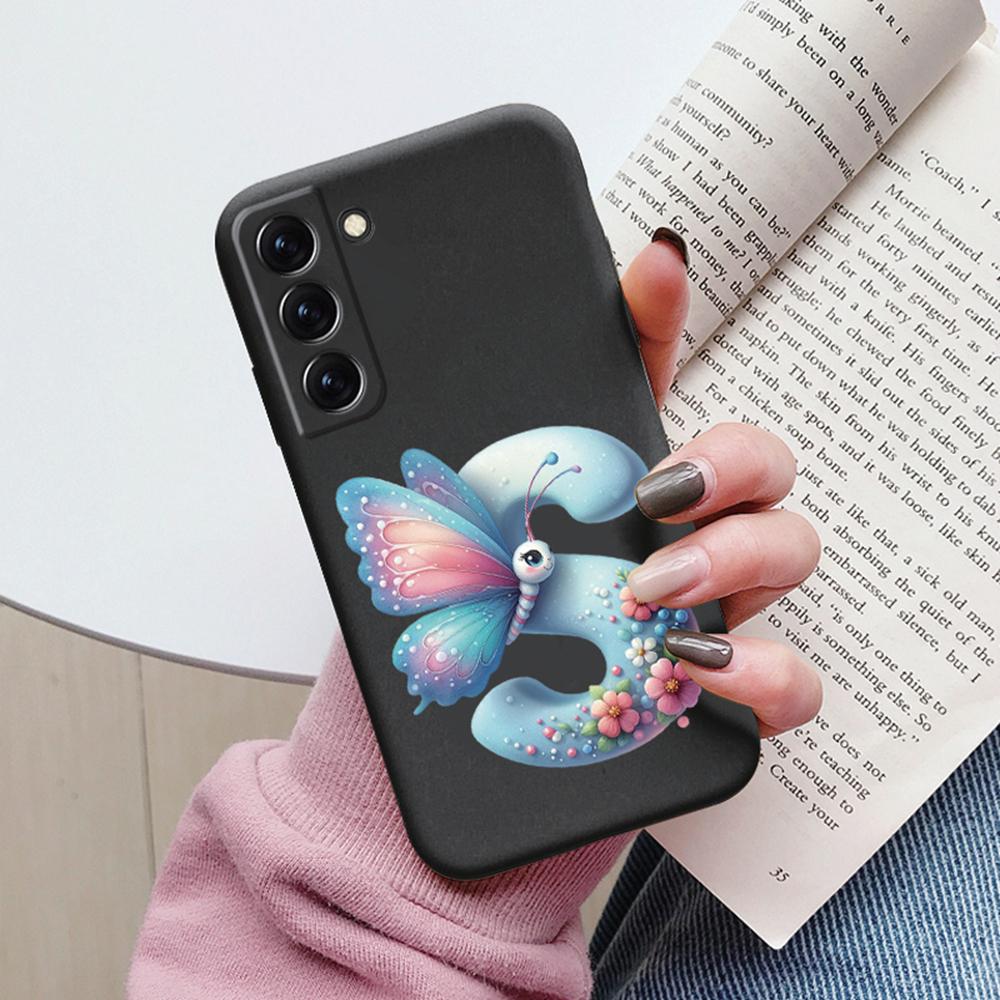 Phone Case Women For Samsung Galaxy S21 FE S22 Plus Girls Bumper Cover Colorful Letter Flower Butterfly Love samsang s22 Ultra