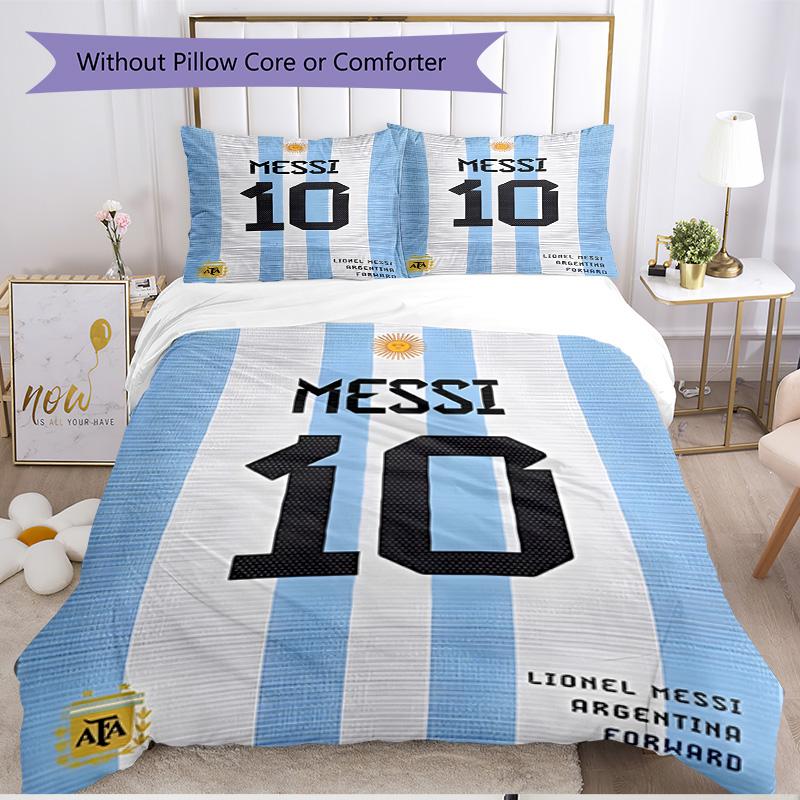 3pcs Duvet Cover Set (1*Duvet Cover + 2*Pillowcase, Without Core), football player Print Soft All‑Season Bedding Set, Home Bedroom Decor Gift