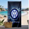 Inter Milan Personalized Printed Beach Towel Soccer Logo Support Custom Name Text Absorbent Towel For Sport Travel Special Gift