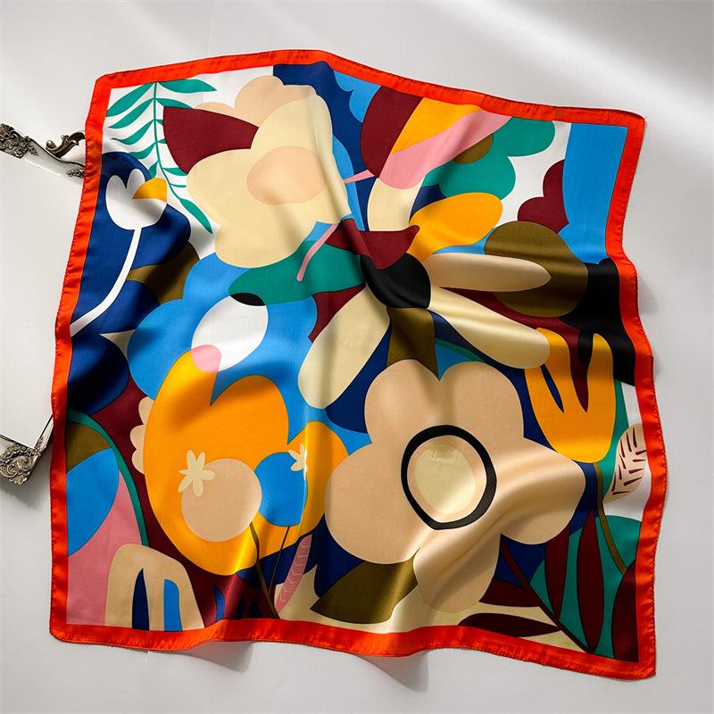 Новый принт 70*70 см шелковый квадратный шарф женский шейный платок женская повязка на голову фуляр сумка лента повязка на голову женский хиджаб бандана шарфы