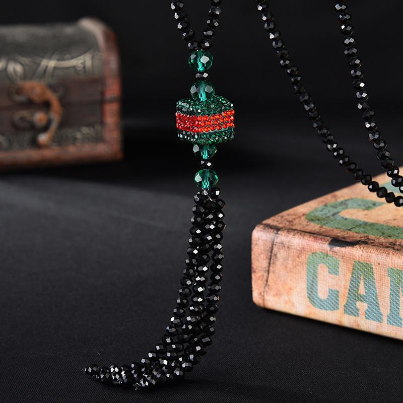 Элегантная хрустальная цепочка-колье для свитера, длинная, универсальный модный аксессуар для женщин