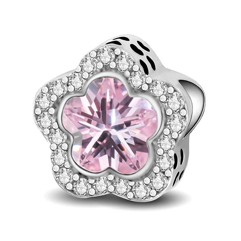 Copper Metal Love Heart Flower Purple Series Secure Safety Chain Charm Bead Component Bead Components Compatible With Authentic Original Pan