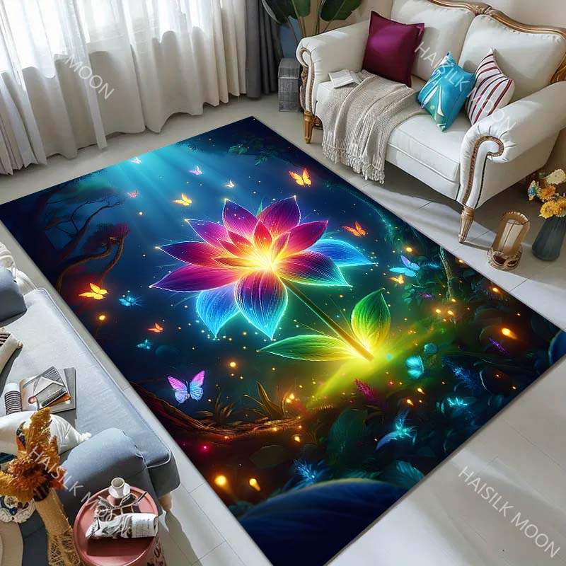 Fantasy Colorful Flowers Carpet for Living Room Bedroom Bedside Floor Mat Cloakroom Kids Activity Area Rugs Luxury Gifts