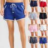 Женские шорты с эластичной талией и завязками, симпатичные пляжные шорты с карманами