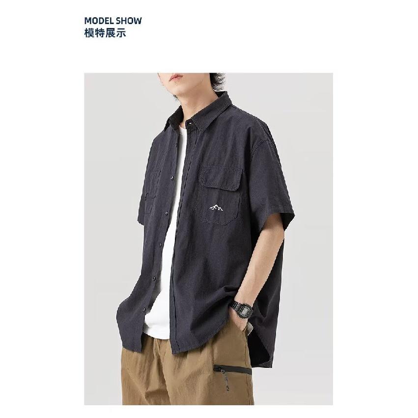 Летняя рубашка с коротким рукавом три четверти для студентов, свободный и нишевый дизайн, забавный новый мужской топ для ношения на открытом воздухе