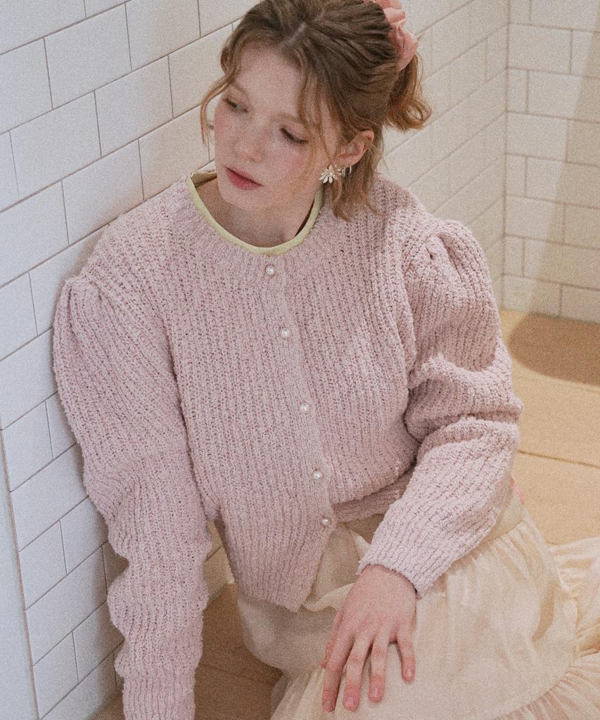 SWEET BITTER Voluminous Puff Cardigan_Pink