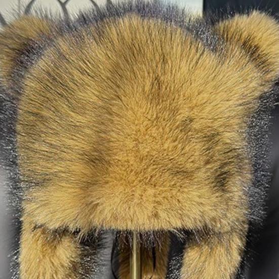 1/2 шт. Женская зимняя шапка с толстым искусственным мехом, украшением в виде ушей и хвоста, мультяшный енот, однотонная, ветрозащитная шапка для защиты ушей для катания на лыжах, сноуборде, походов