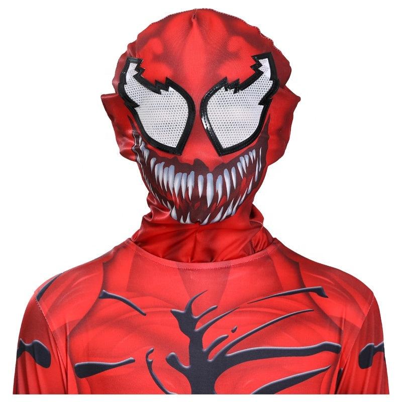 Kids Venom Halloween Costume Set with Mask Superhero Cosplay Spandex Red Black 6-7 Years 140cm