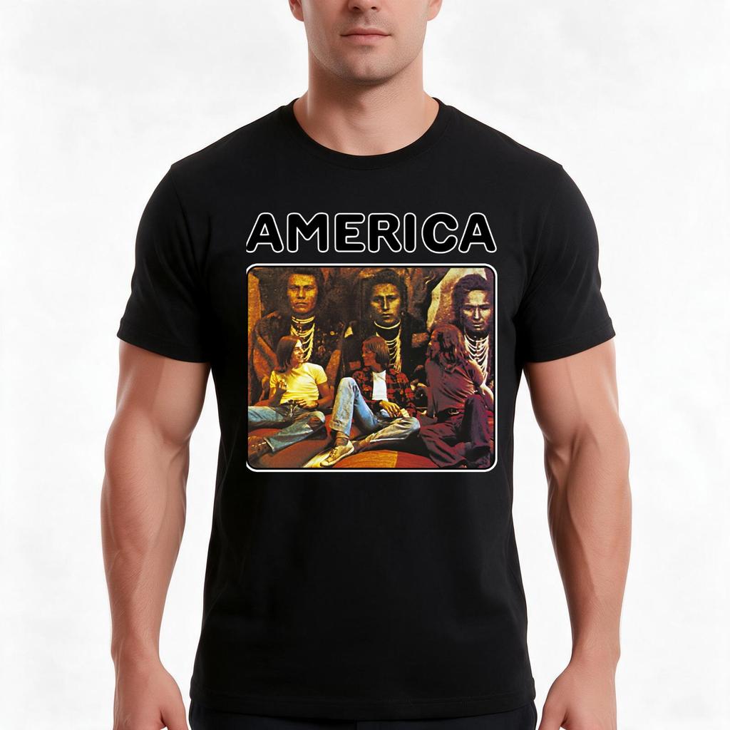 Retro America Band Rock Gift For Fans TShirt Summer Casual Cotton Tee Oversized Streetwear Tops Vintage Graphic Print