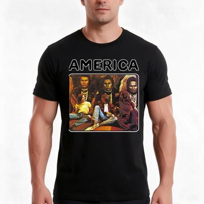 Retro America Band Rock Gift For Fans TShirt Summer Casual Cotton Tee Oversized Streetwear Tops Vintage Graphic Print