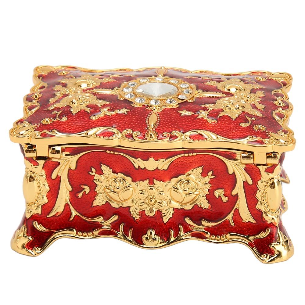 Metal Enamel Jewelry Box Rectangular Jewelry Organizer Trinket Box Gemstone Storage Tray