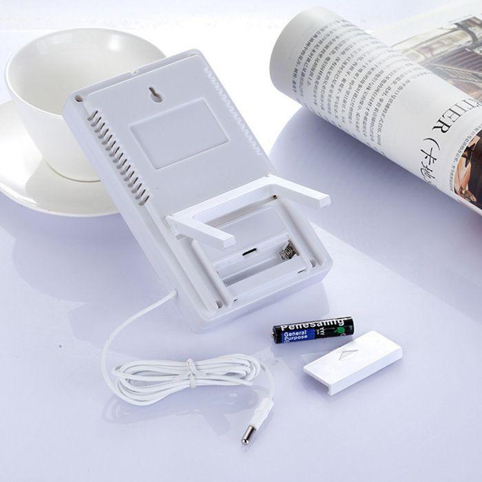 Thermomètre hygromètre digital intérieur/extérieur avec sonde - écran LCD, mémoire Min/Max, blanc