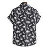 Turn-down Collar Short Sleeve Men Shirt Buttons Down Summer Coconut Tree Print Hawaiian Shirt for Travel