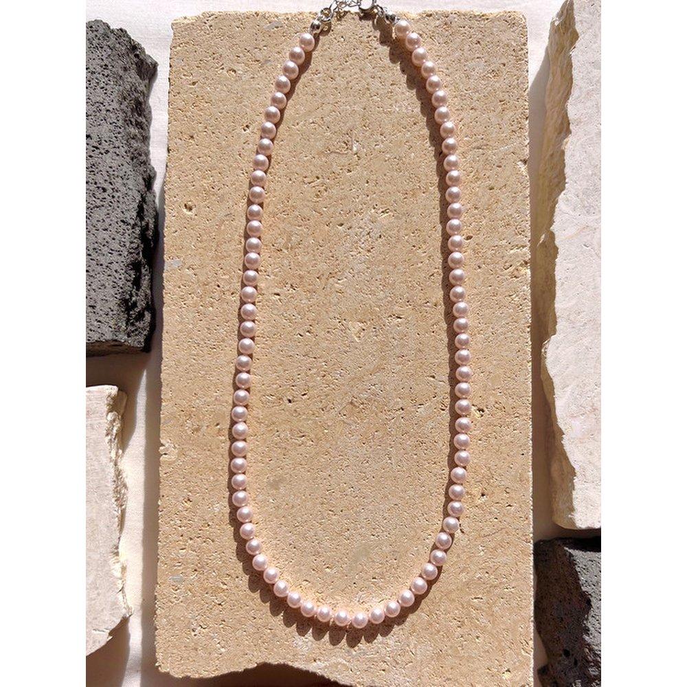 Classic Pink Pearl Necklace 4mm Silver925
