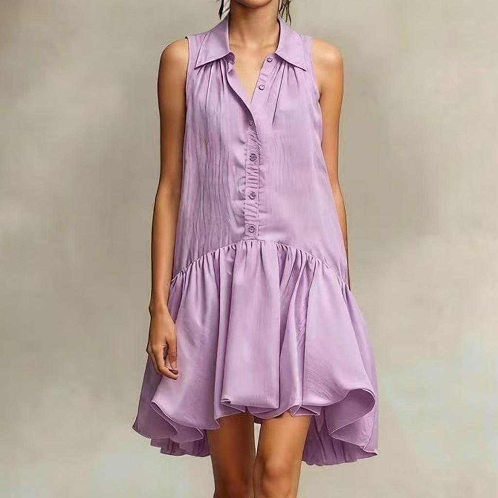 Women's Ruffled Sleeveless Dress With Frills