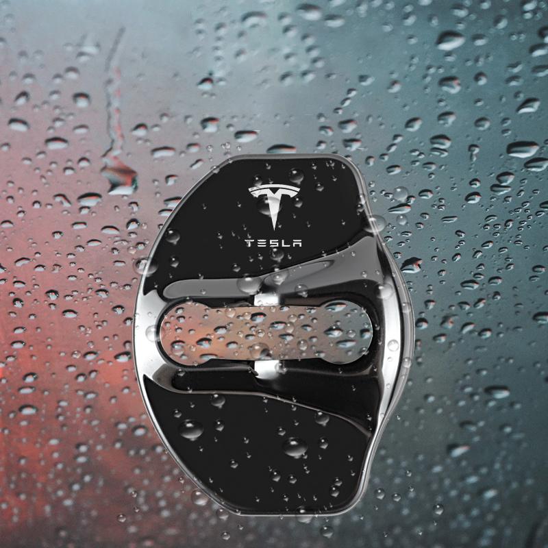 IASD9 4PCS Car Door Lock Protective Covers Stainless Steel Door Lock Cover For Tesla Model Y Model 3 2017-2023 / MODEL3 Highland 2024