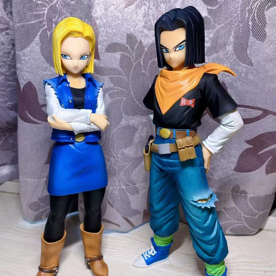 24СМ Набор Фигурок Dragon Ball Z Андроид 17 и 18 Фигурки Действия ПВХ Коллекционная Модель Игрушки для Детей Рождественский Подарок Коллекция Аниме