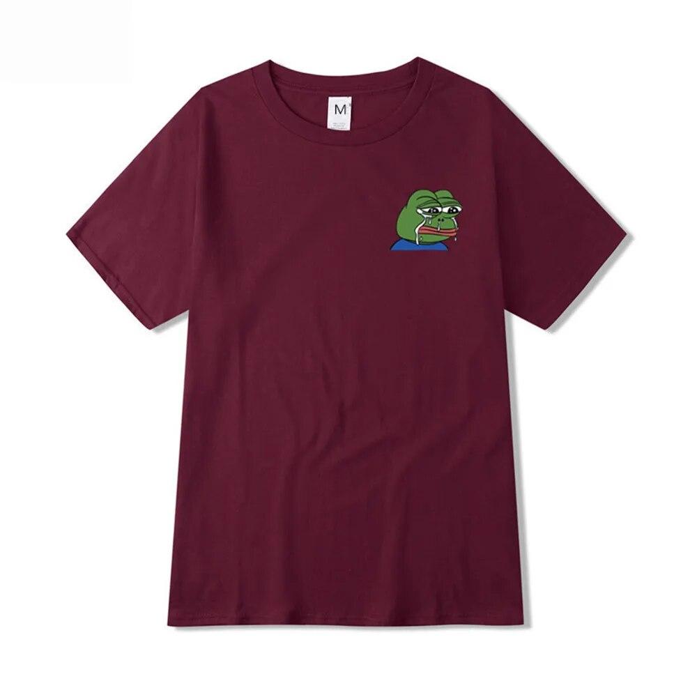 Летняя футболка унисекс Sad Frog Unisex Clothing Печатные забавные футболки Повседневные топы с короткими рукавами Хлопковая футболка для унисекс Свободная футболка