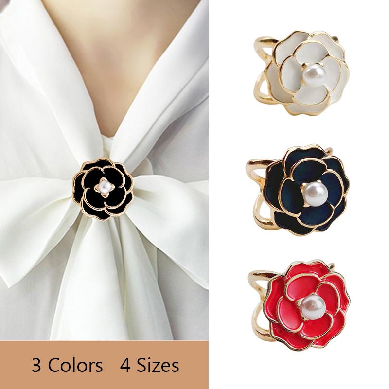 Simple Silk Scarf Buckle Jewelry Brooch, Camellia, Retro Temperament, High-end, Light, Luxury, Fashion Accessories