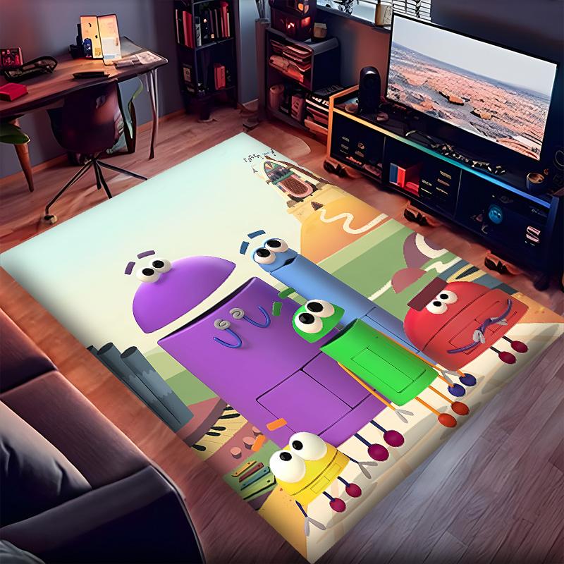 Ask Storybots Polyester Carpet, Soft Indoor Mat for Office Chair, Living Room, Computer Desk - Decorative Home Office Rug Design