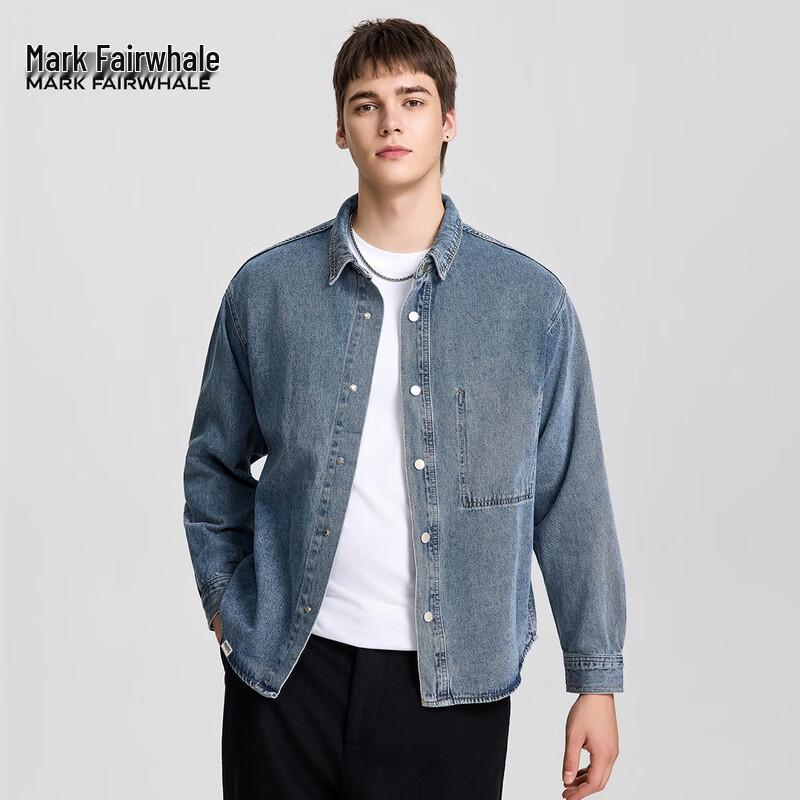 Mark Fairwhale Мужская джинсовая рубашка-overshirt в американском ретро-стиле