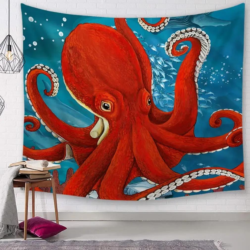 Psychedelic Octopus Tapestry,Sea Animal Tapestry Wall Hanging for Bedroom College Dorm Ocean Tapestries for Home Living Room