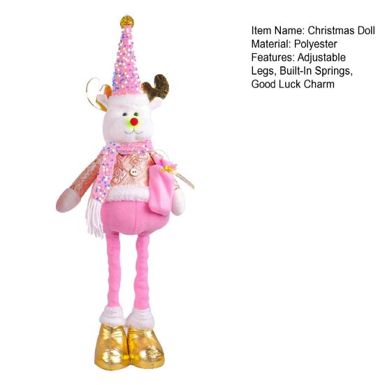 Christmas Gnome Plush Doll Retractable Legs Santa Claus Snowman Elk Ornament Adjustable Standing Figurine Decoration