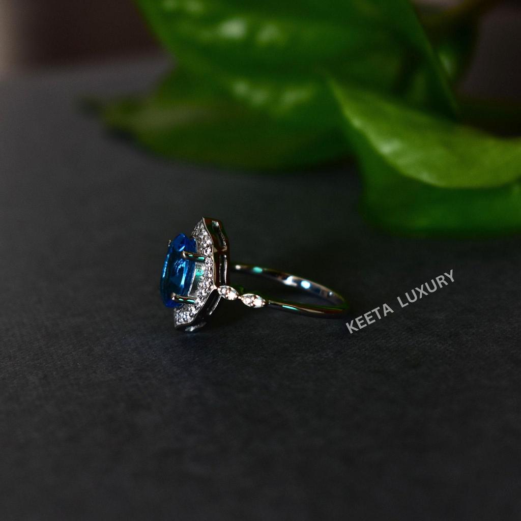 Vintage Inspired London blue topaz ring, Oval cut promise ring , london Blue Topaz sterling silver expensive looking ring, anniversary ring