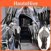 Terrifying Halloween Ghost Skull With Gauze Hanging Decoration Perfect For Haunted Houses