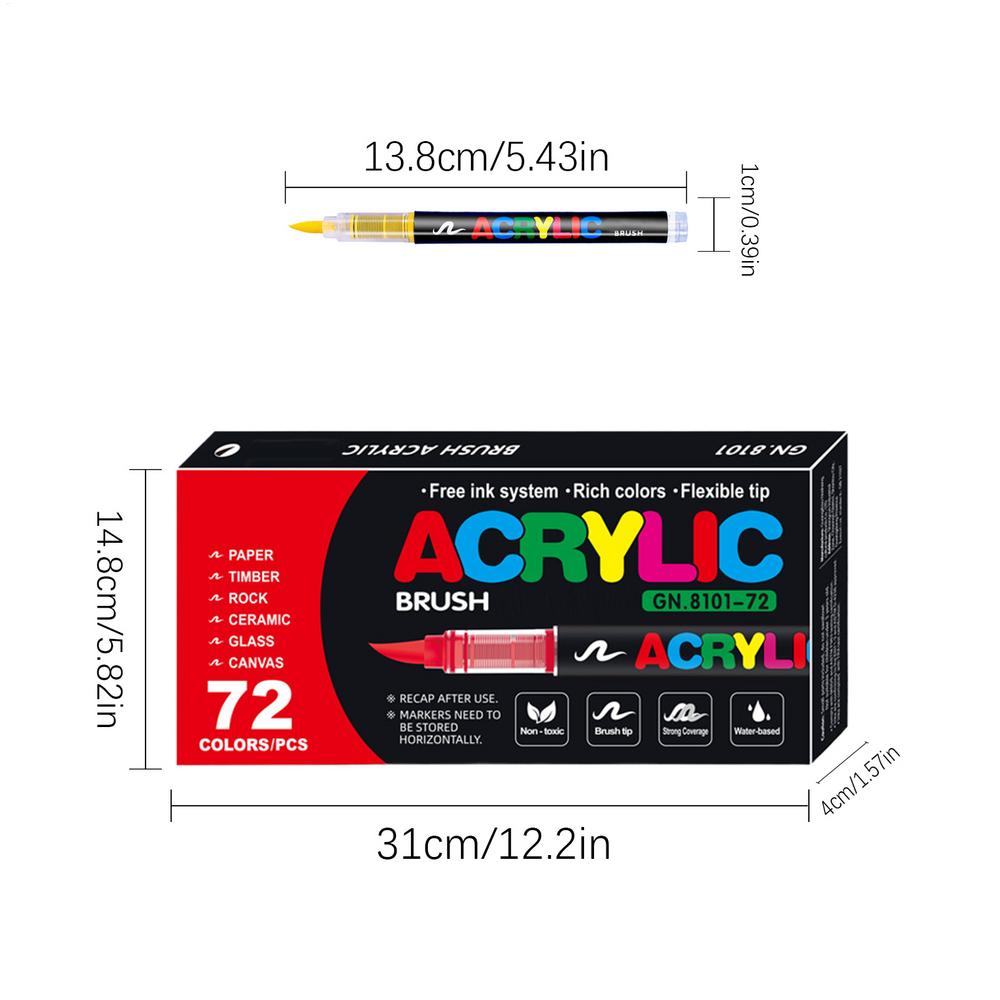 36/60/72 Цвета Акриловые Маркеры-Ручки для Рисования Кисть Маркер для Рисования по Камню Дереву Холсту, Рождественский Подарок DIY Ремесло