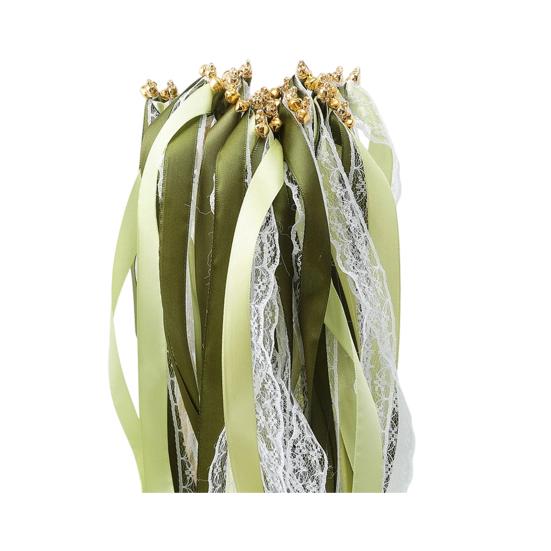 10 Pcs Fairy Wands Ribbon Lace Fairy Stick with Bells Chromatic Silky Party Streamers for Wedding Birthday Party Fovors