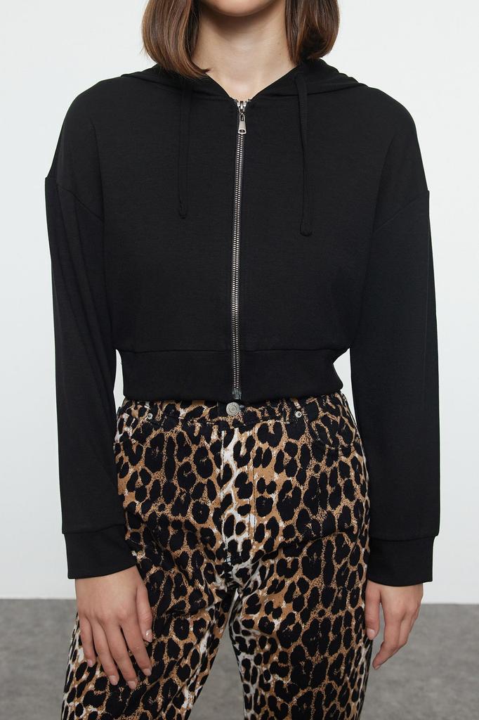 Женская модная стильная толстовка с каменным воротником на молнии, мягкая на ощупь укороченная короткая трикотажная толстовка обычного кроя