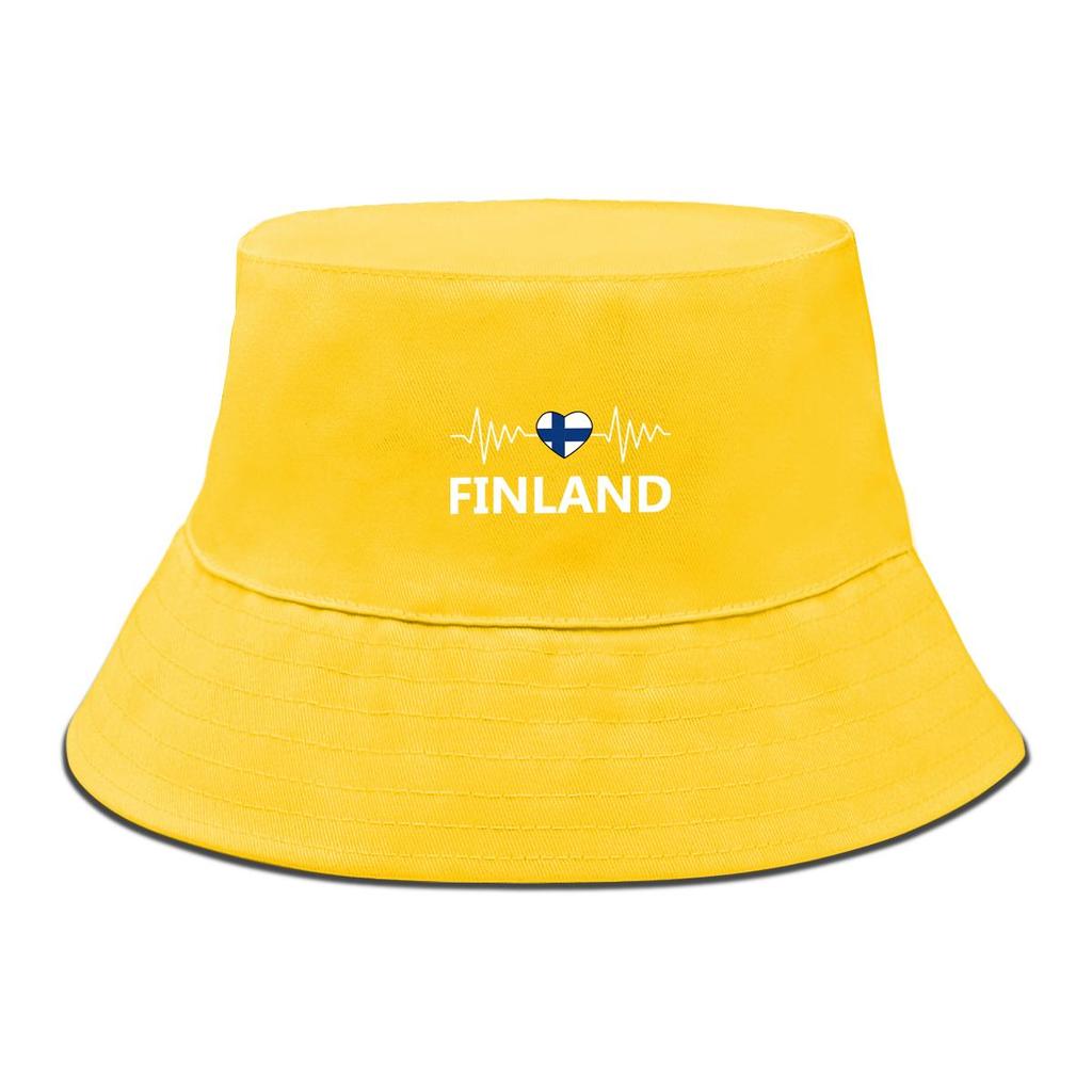 Heart Waves Finland Flag Print Bucket Hat , Patriotic Sun Cap Reversible Wide Brim Sun Protection Fishing Hat